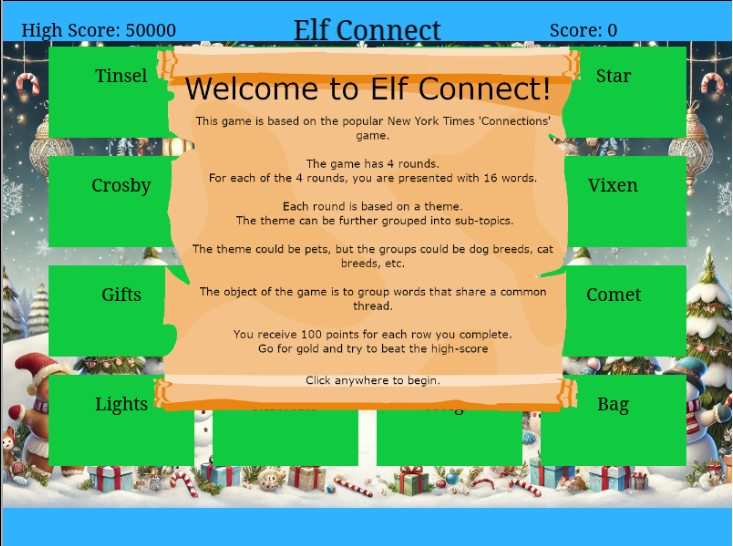 Elf connect initial screen
